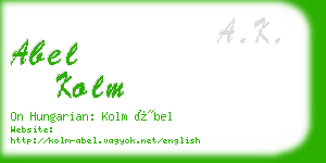 abel kolm business card